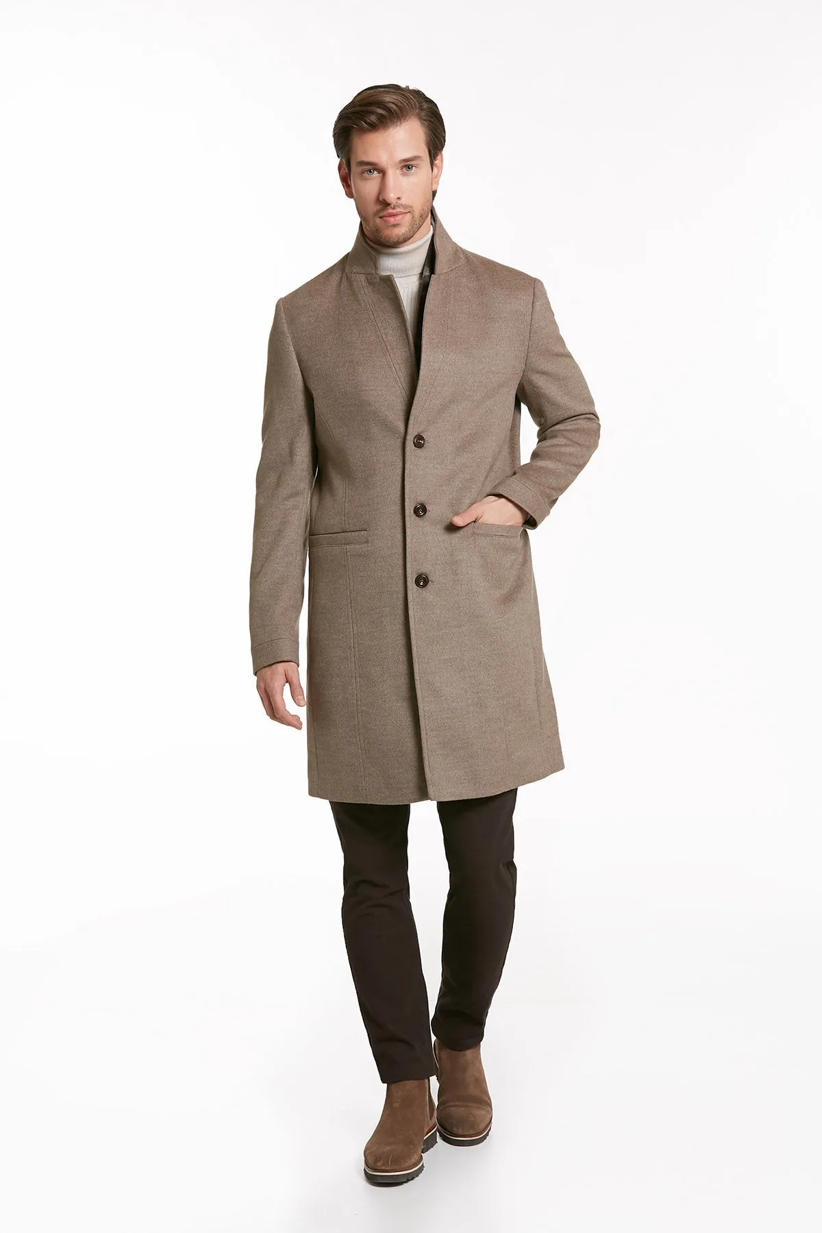 Slim Fit Cachet Notch Lapel Mink Overcoat