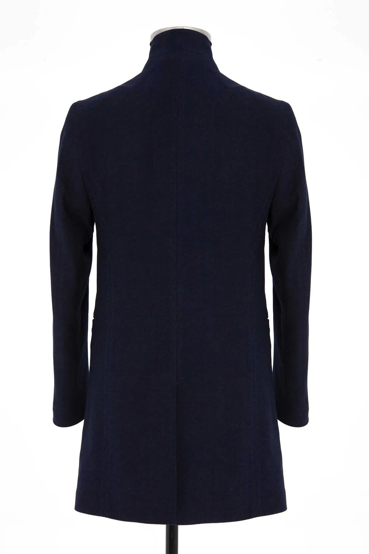 Slim Fit Cachet Notch Lapel Navy Overcoat