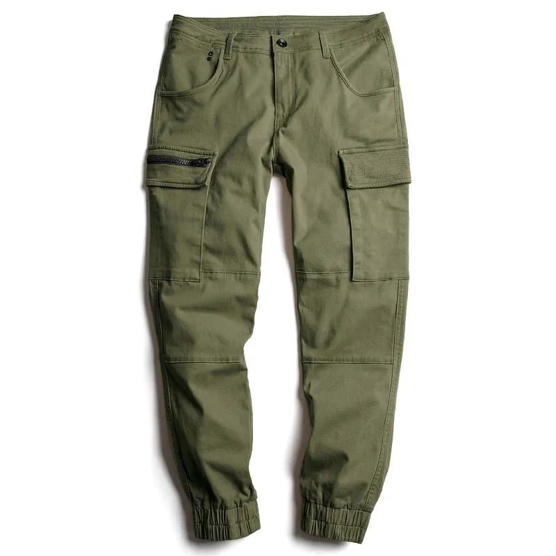 Slim Fit Cotton Twill Cargo Jogger Multi Pocket Style Men Pants