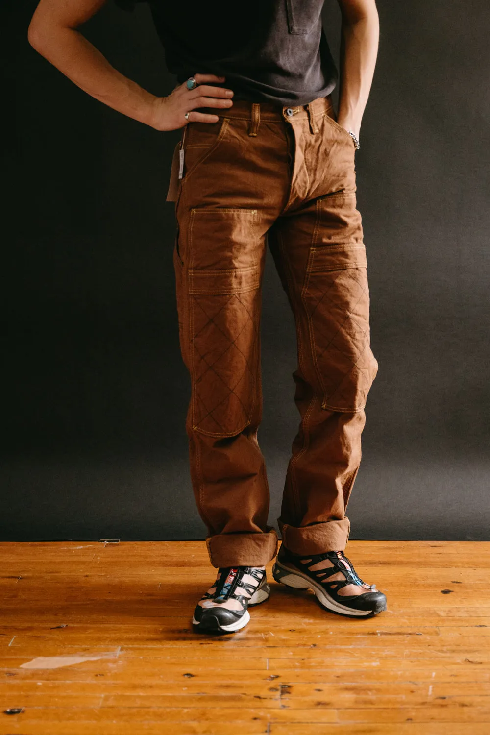 SM410DBN-DUCK - 15oz Sulfur Brown Double Knee Duck Canvas Pants - Straight Fit