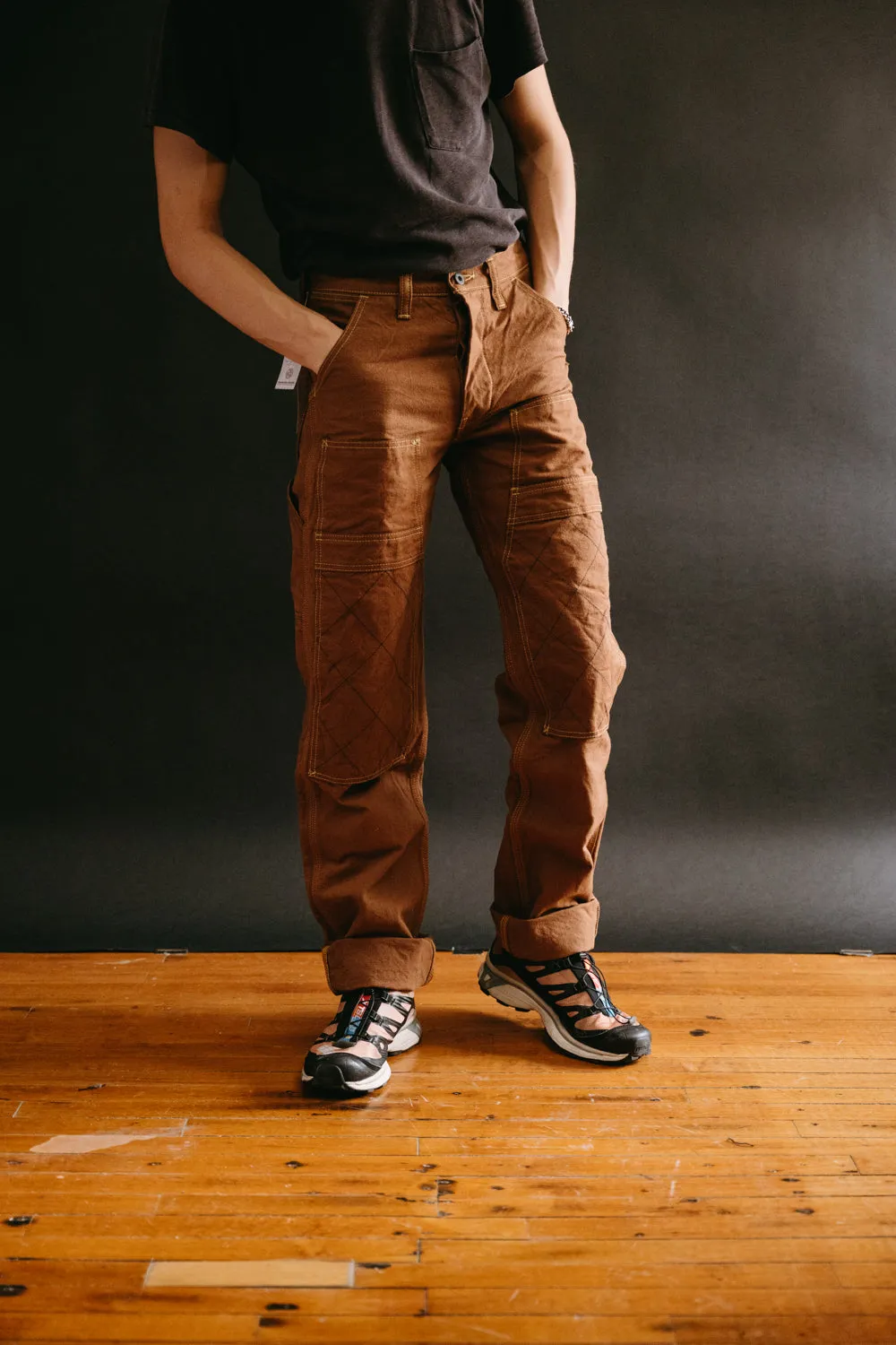 SM410DBN-DUCK - 15oz Sulfur Brown Double Knee Duck Canvas Pants - Straight Fit