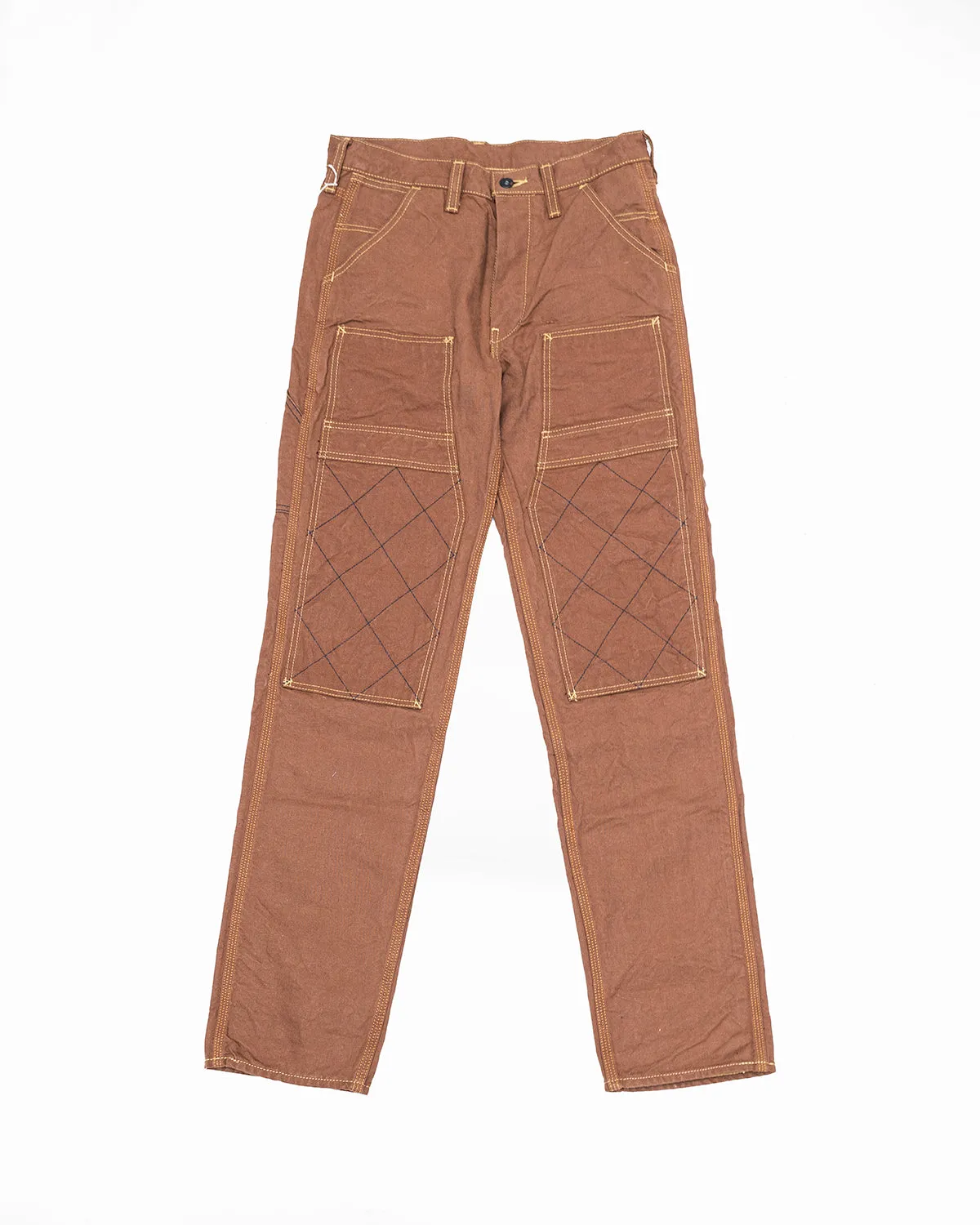 SM410DBN-DUCK - 15oz Sulfur Brown Double Knee Duck Canvas Pants - Straight Fit