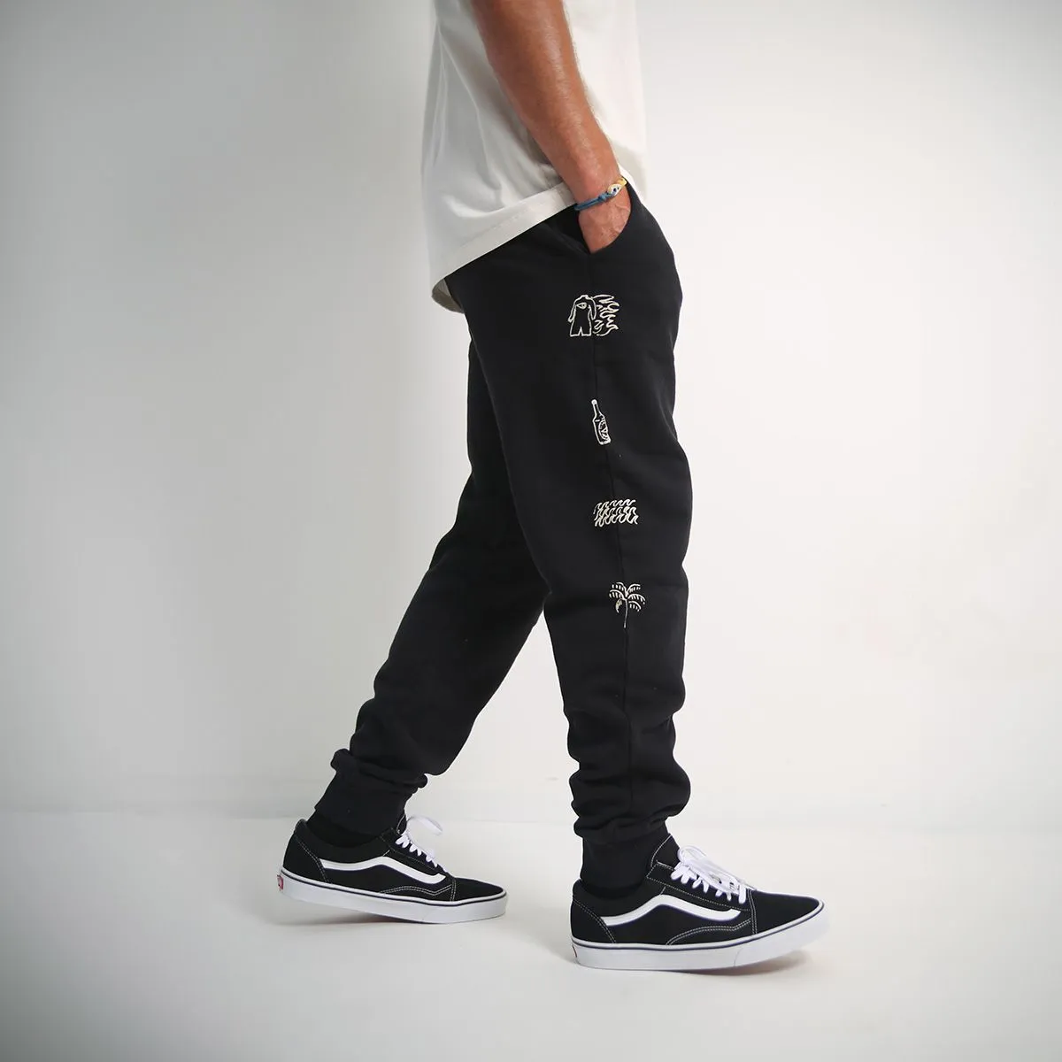 SOORUZ Sweatpants SESSION Men מכנסי כותנה ארוכים בצבע שחור