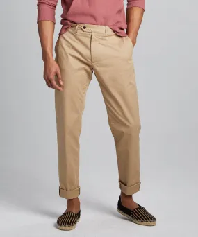 Straight Fit Tab Front Stretch Chino in Khaki