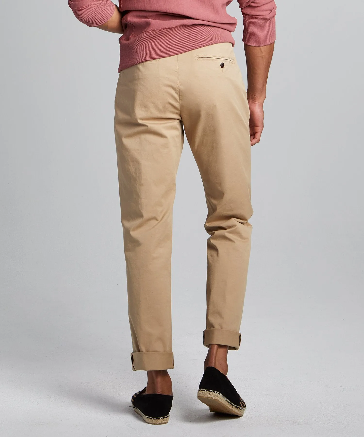 Straight Fit Tab Front Stretch Chino in Khaki