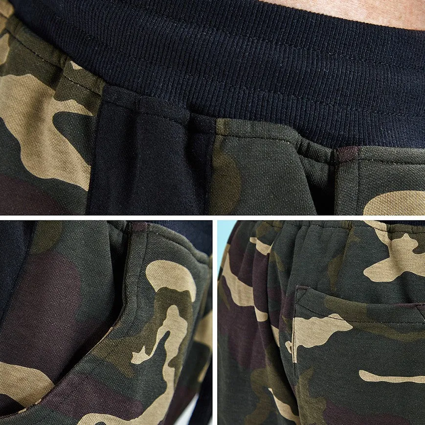 Striped Camouflage Patchwork Jogger Pants