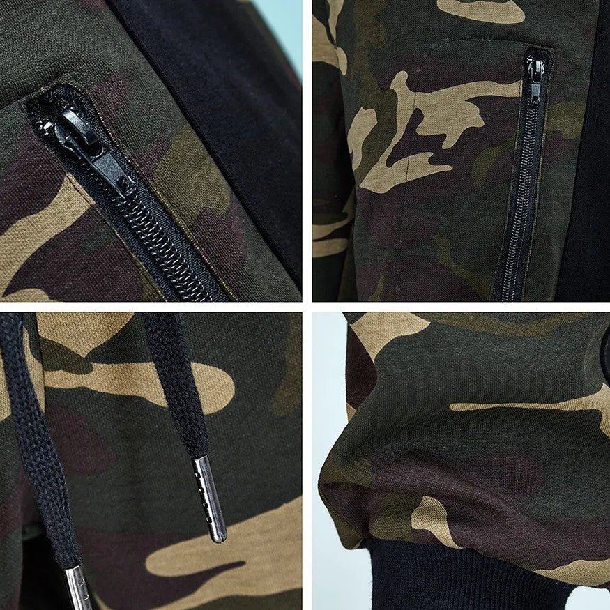 Striped Camouflage Patchwork Jogger Pants