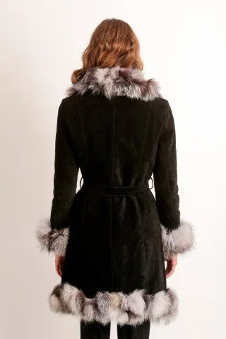 Suede and  Fox Fur Coat