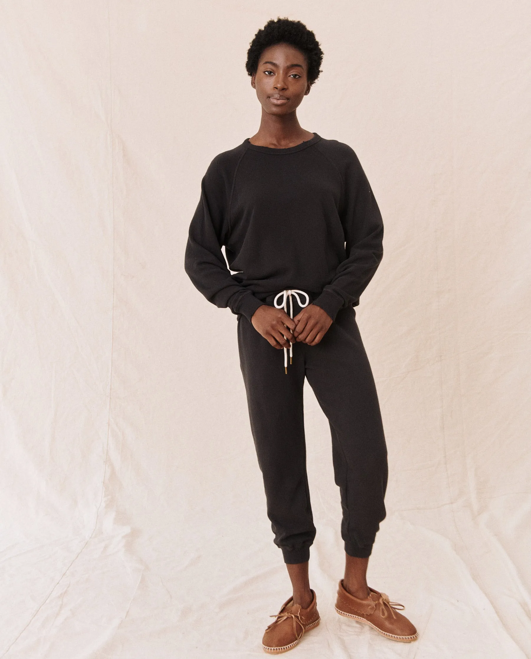 The Cropped Sweatpant. Solid -- Almost Black