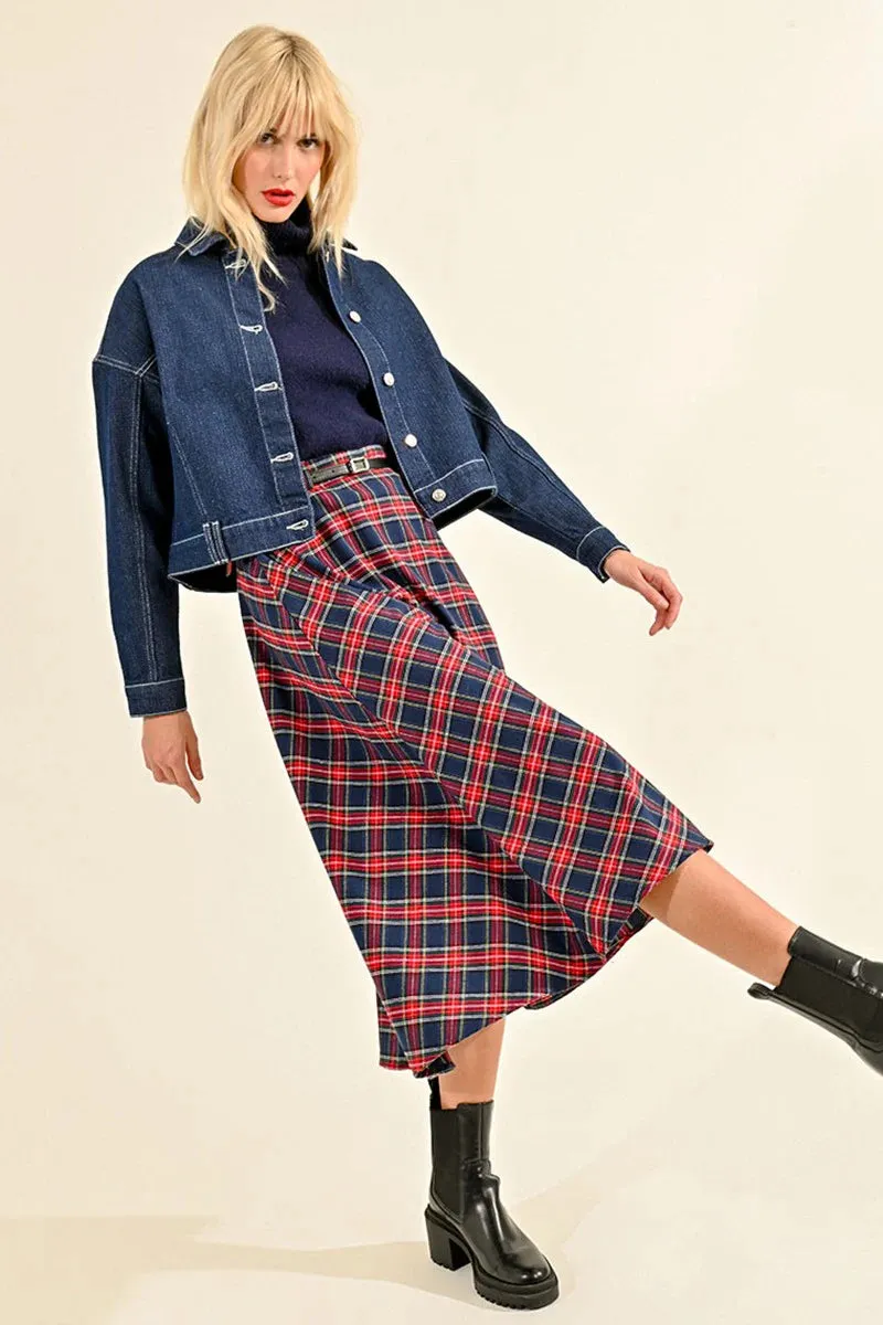 The Glennis Long Plaid Skirt