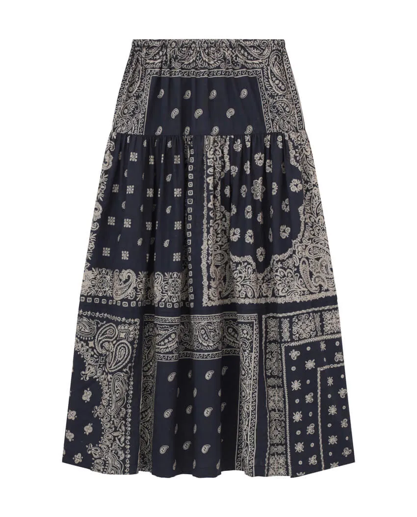 The Great - The Waltz Skirt in Navy Bandana Print