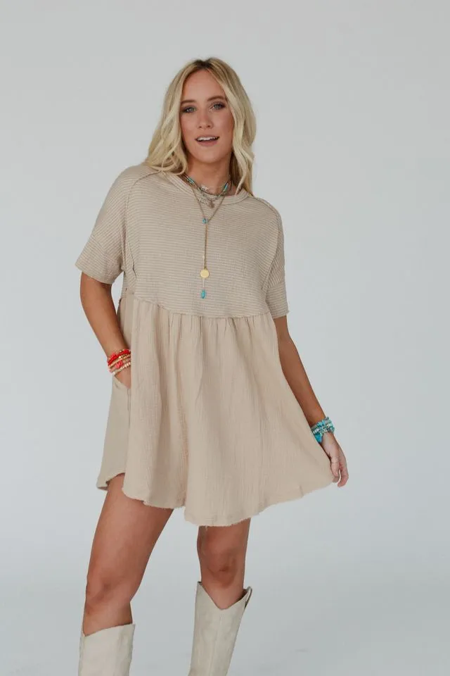 The Nest Budding Beauty Tunic Dress - Tan