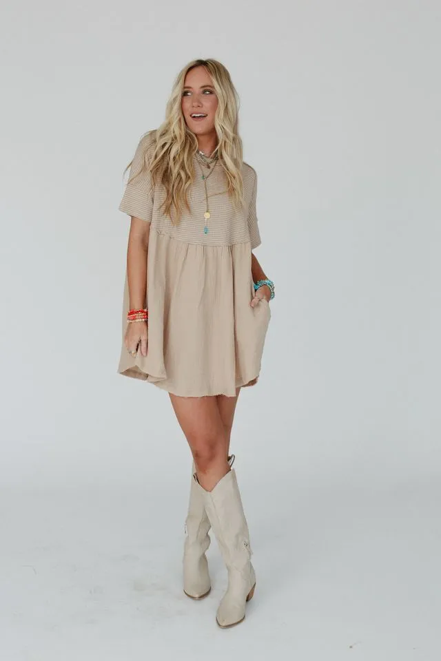 The Nest Budding Beauty Tunic Dress - Tan