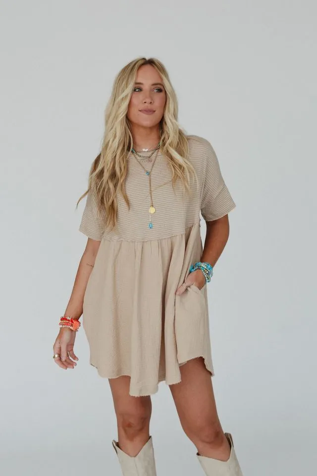 The Nest Budding Beauty Tunic Dress - Tan