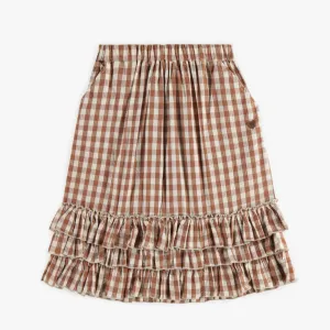 The Seersucker Skirt - Cream   Brown Check - KIDS