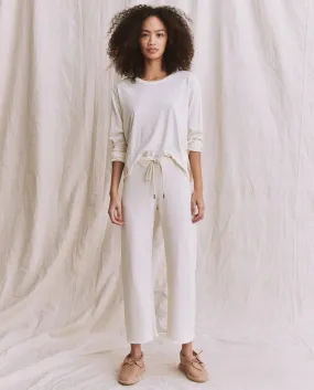 The Wide Leg Cropped Sweatpant. -- WASHED WHITE