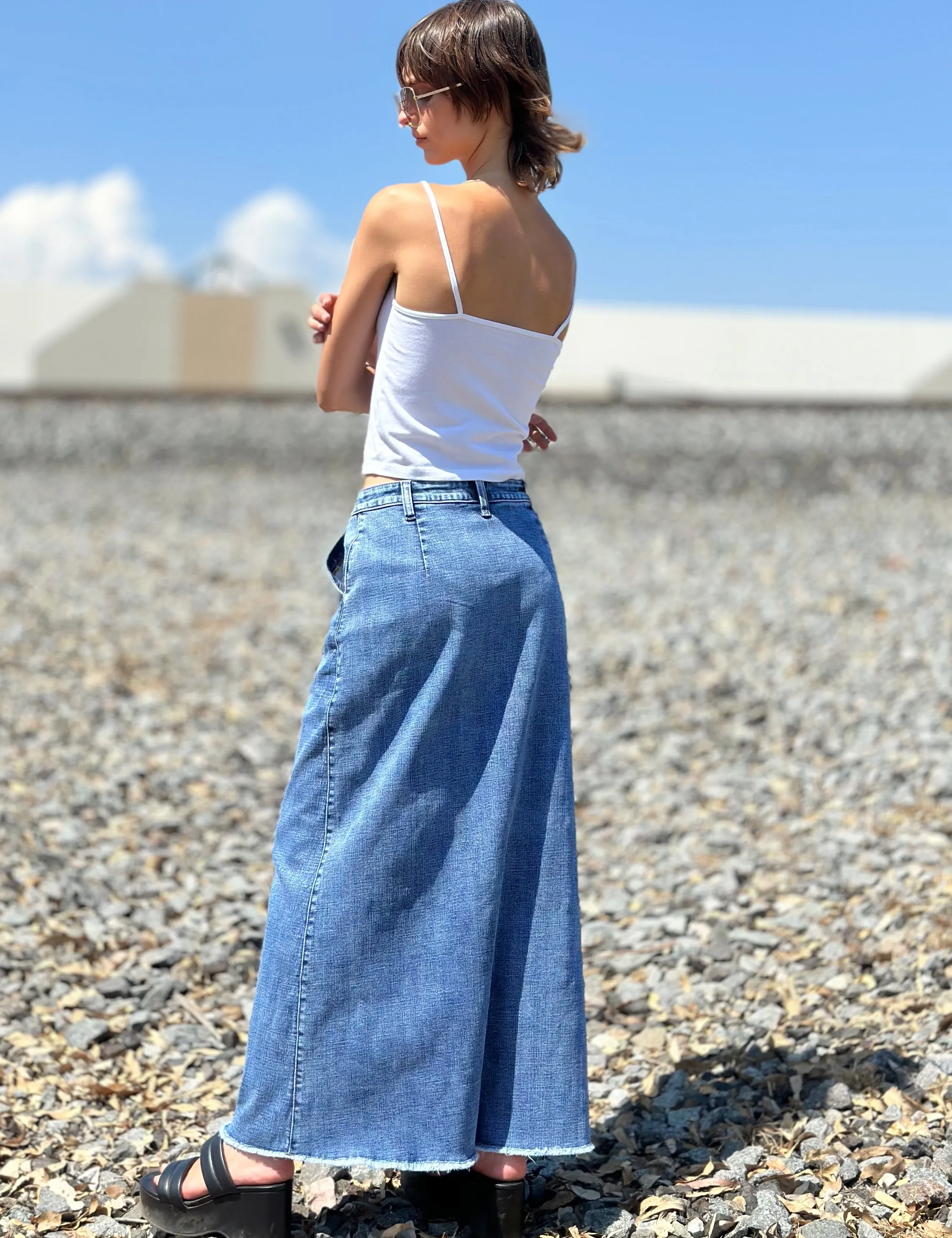 Tory Denim Maxi Skirt