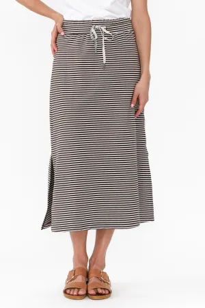 Travel Chocolate Stripe Cotton Maxi Skirt