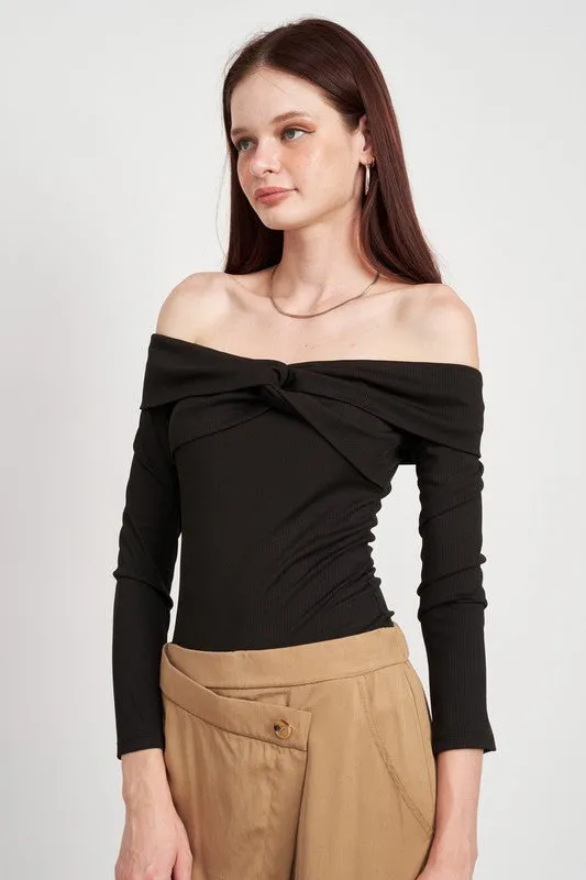 TWISTED OFF SHOULDER BODYSUIT