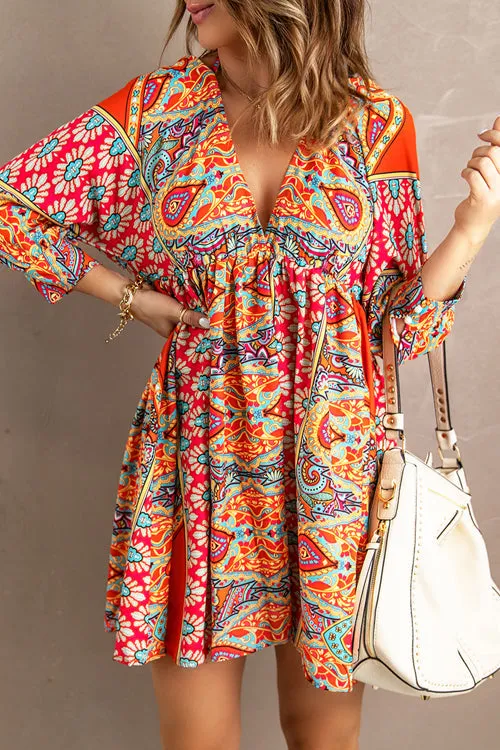 Wanna Be With You Boho Print Mini Dress