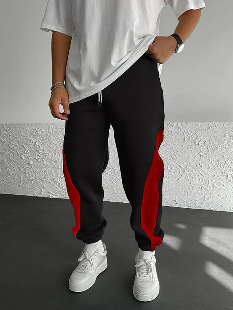 Wiaofellas  -  Hip Hop Patchwork Mens Sweatpants Spring Summer Sports Fitness Loose Drawstring Pants Men Fashion Contrast Color Pants Male