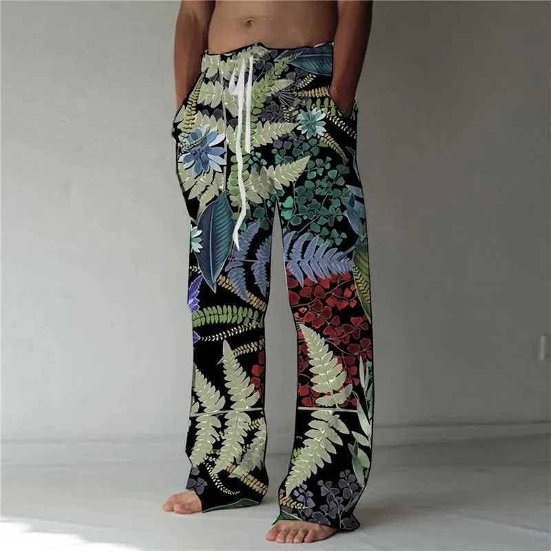 Wiaofellas  -  New Fashion Summer Linen Pants Men Trouser Spring Autumn Men Floral Print Joggers Male Casual Summer Pants Mens Sweatpants