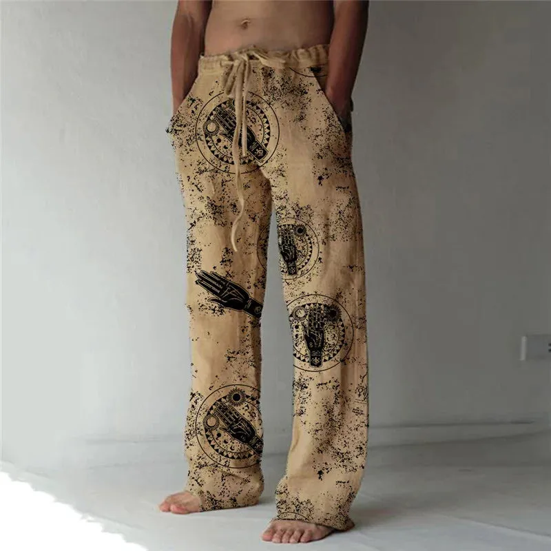 Wiaofellas  -  New Fashion Summer Linen Pants Men Trouser Spring Autumn Men Floral Print Joggers Male Casual Summer Pants Mens Sweatpants