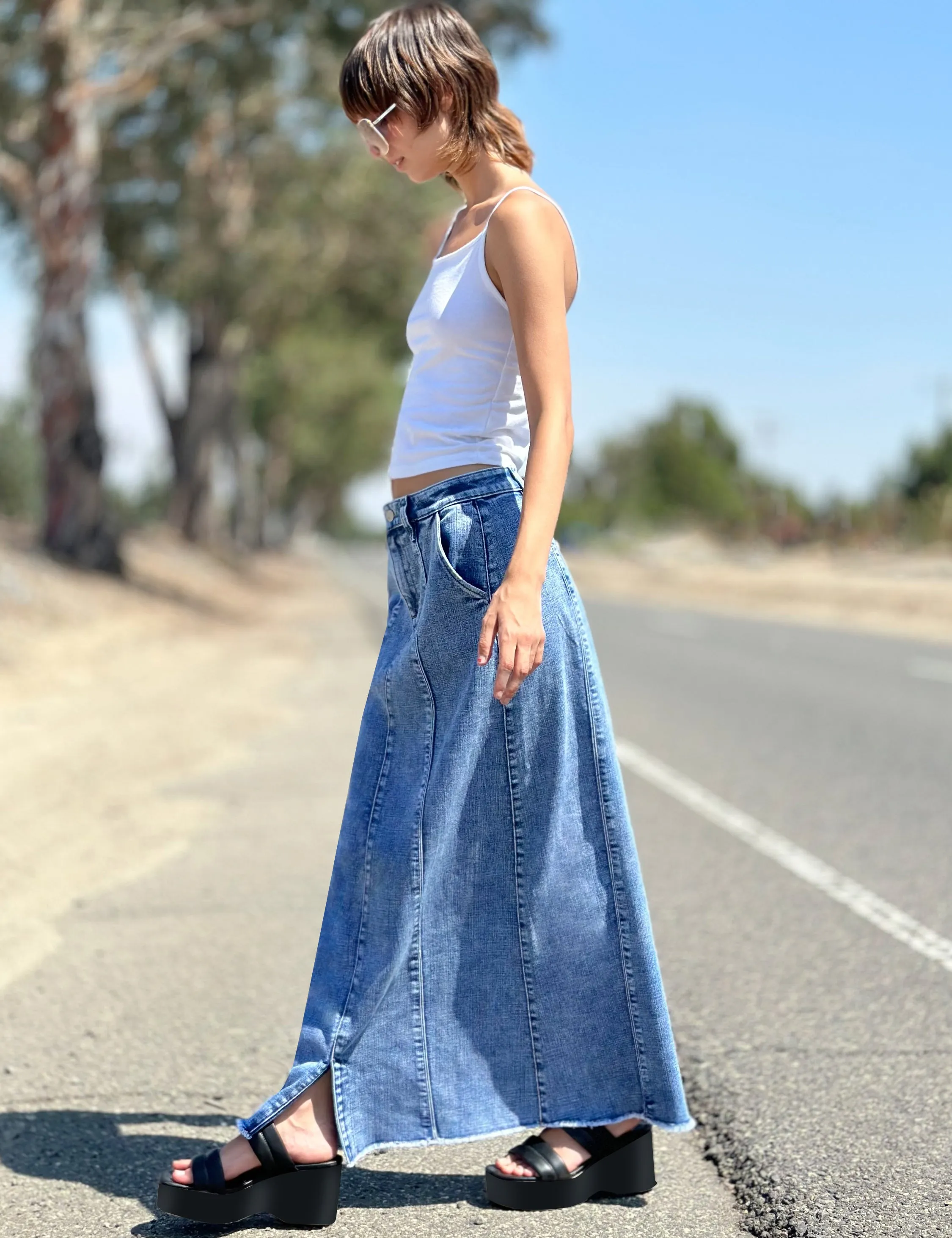 Willa Denim Maxi Skirt