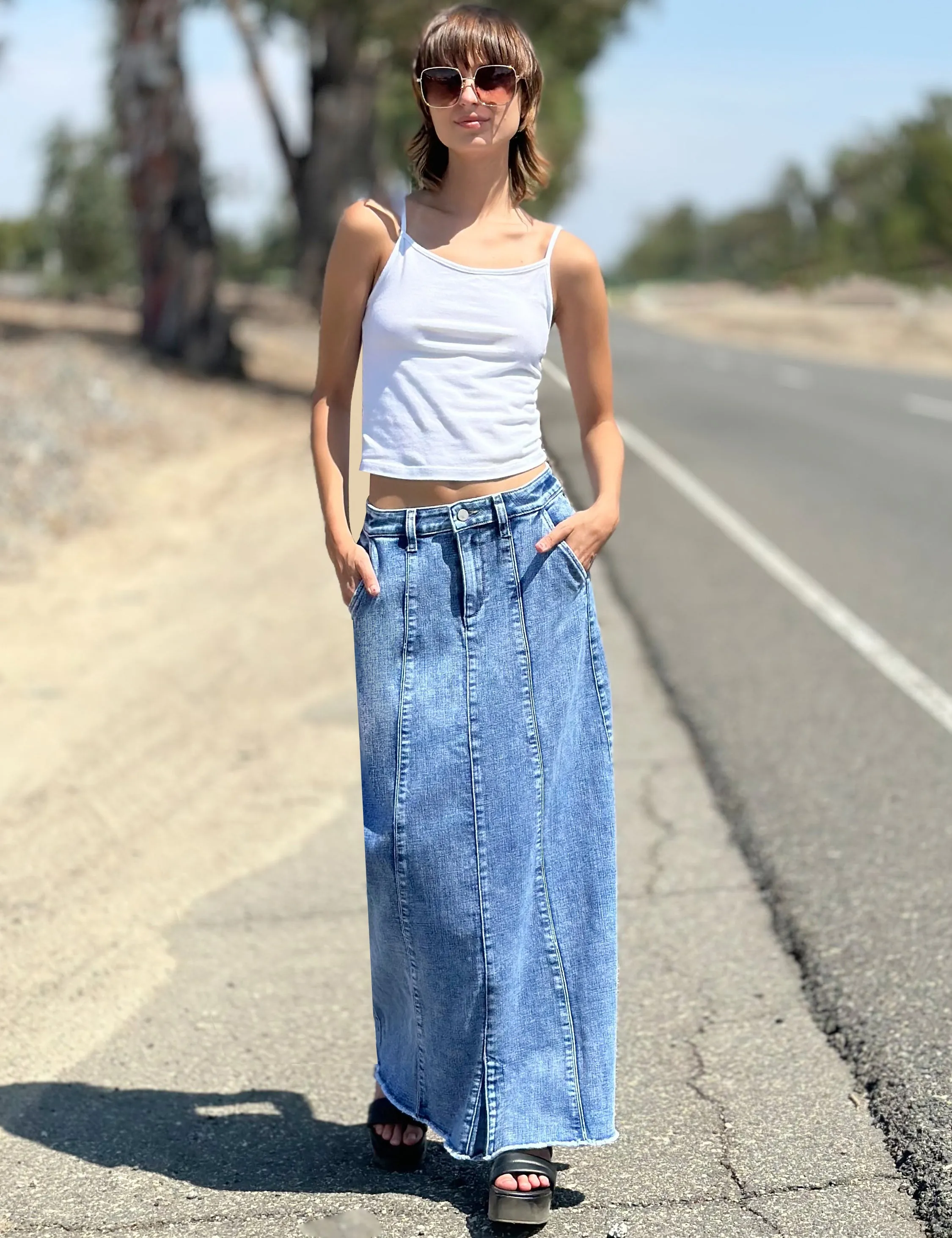 Willa Denim Maxi Skirt