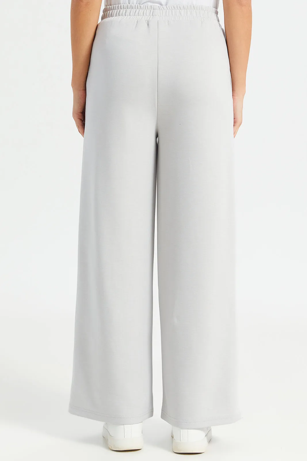 Women Grey Wide Leg Print Detail Active Pants