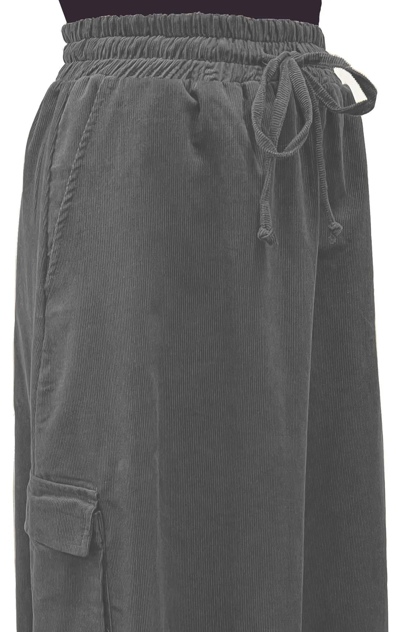 Women's 100% Cotton Lightweight Corduroy Cargo Pocket Maxi Skirt