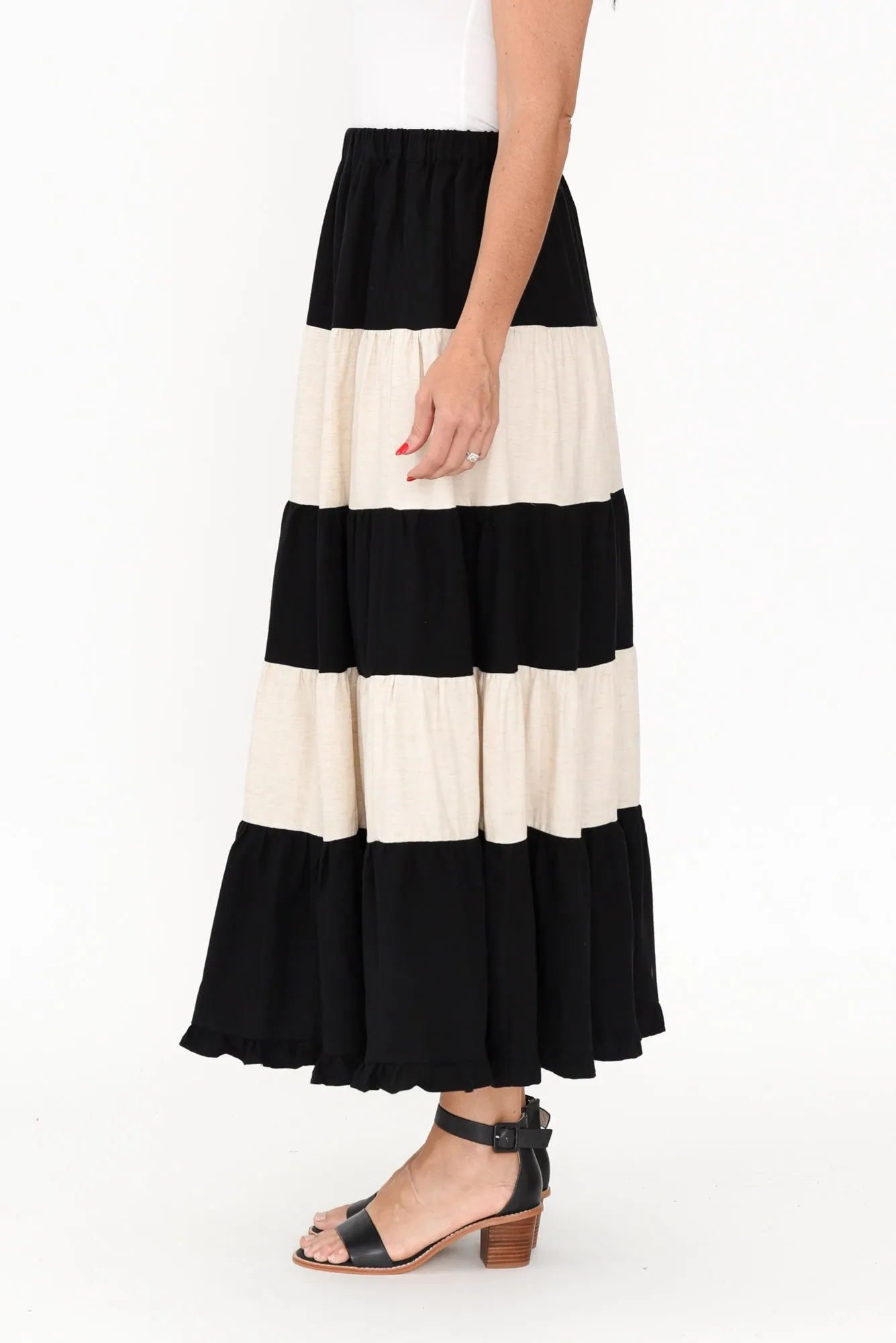 Wonderland Black Splice Cotton Blend Skirt