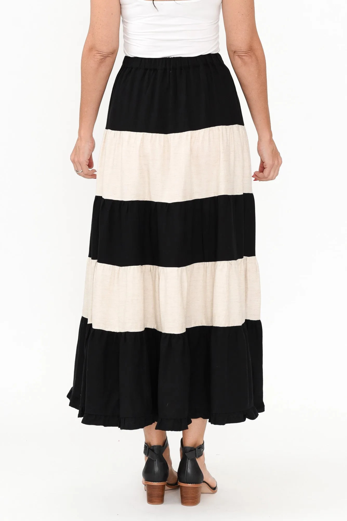 Wonderland Black Splice Cotton Blend Skirt