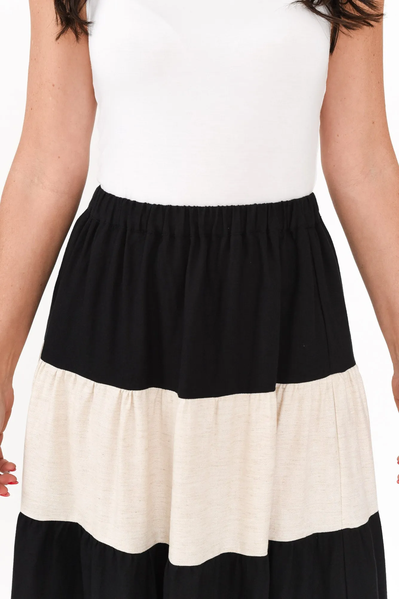 Wonderland Black Splice Cotton Blend Skirt