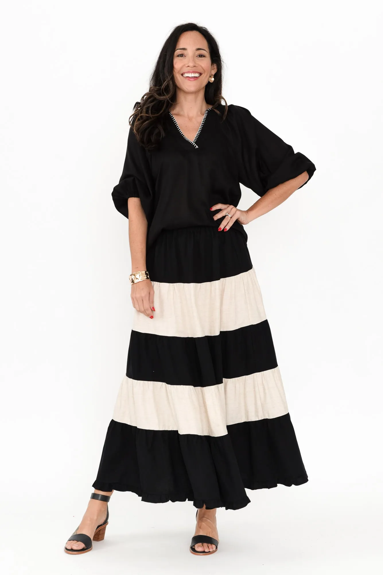 Wonderland Black Splice Cotton Blend Skirt