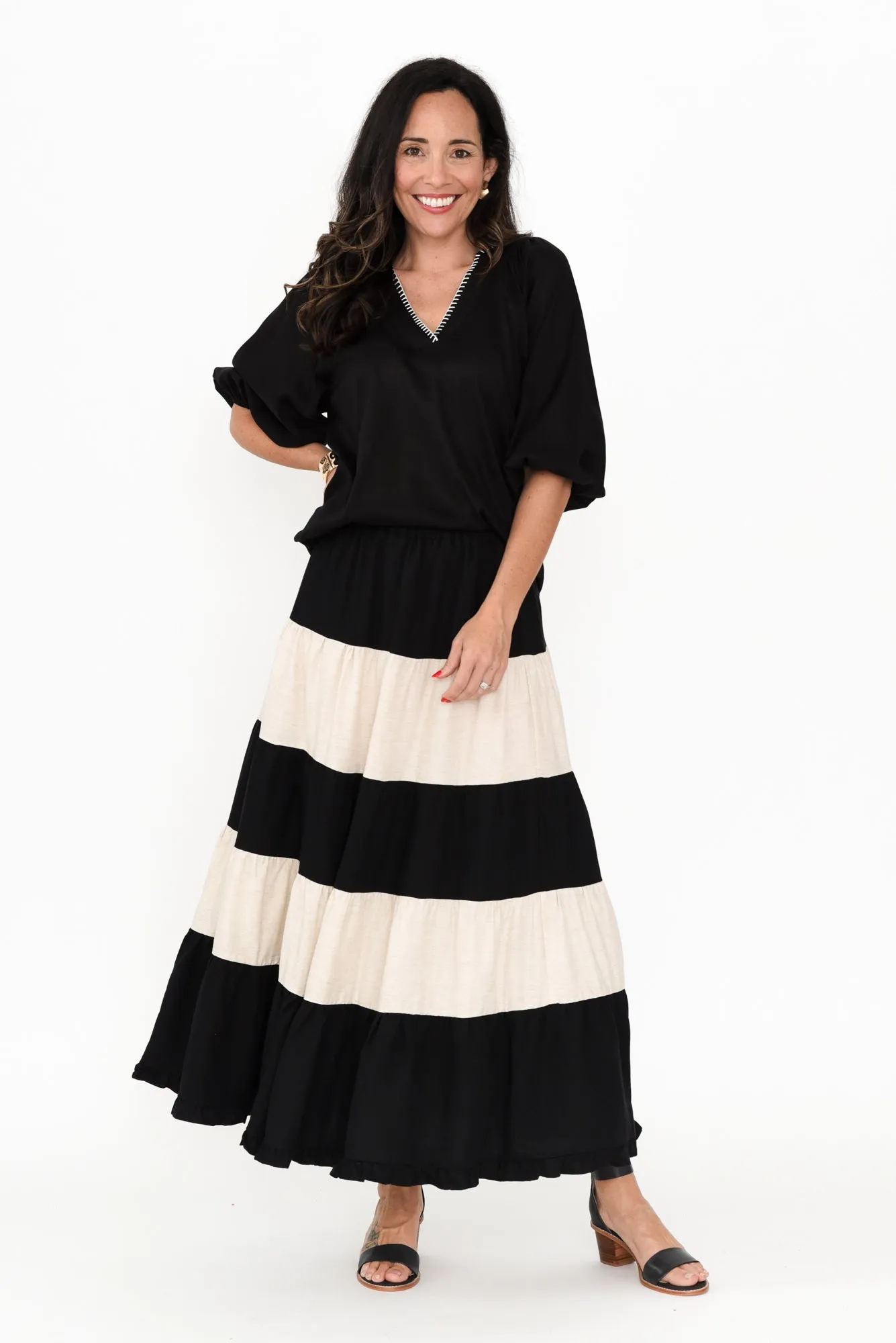 Wonderland Black Splice Cotton Blend Skirt