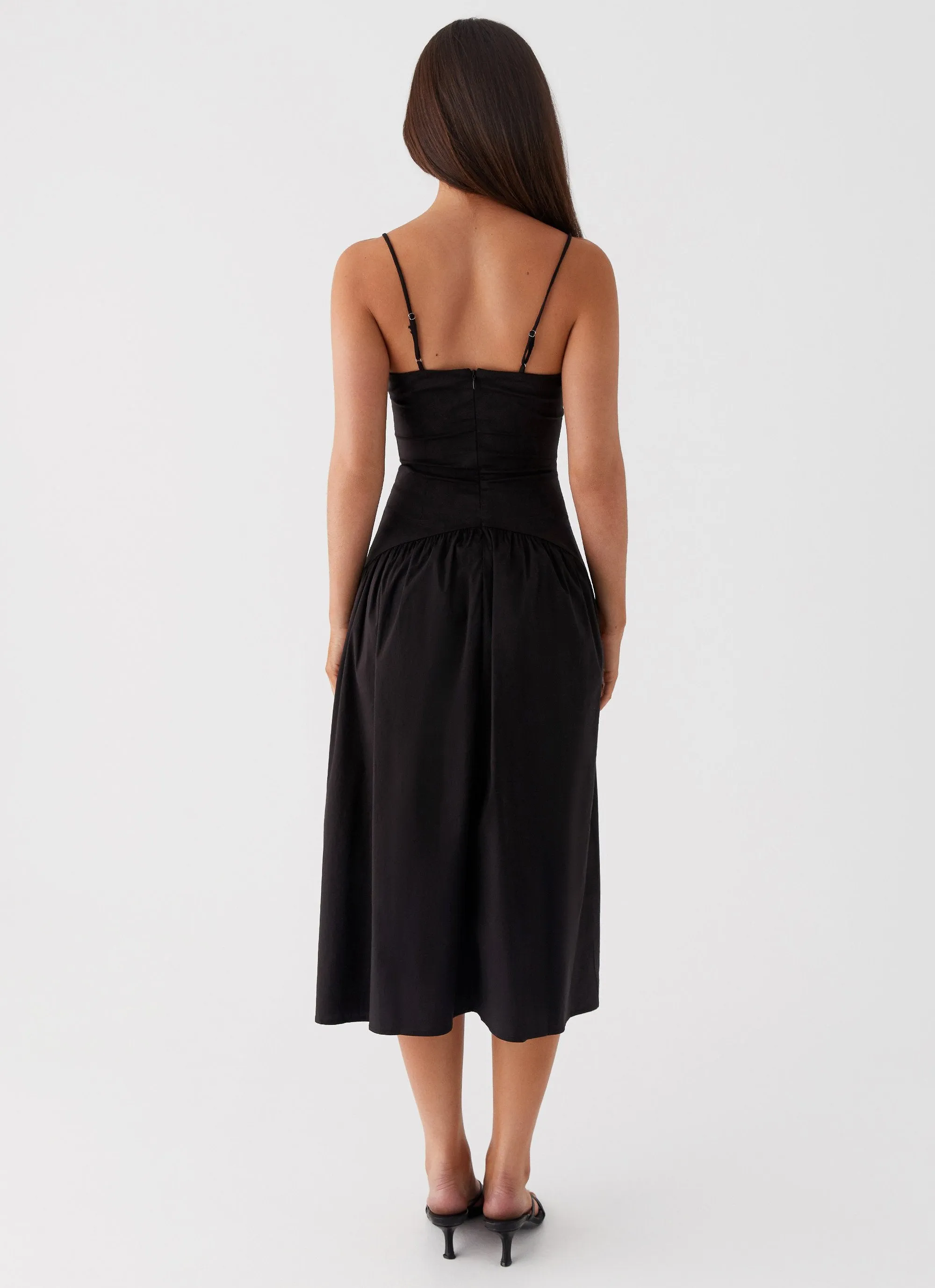 Yvette Corset Midi Dress - Black