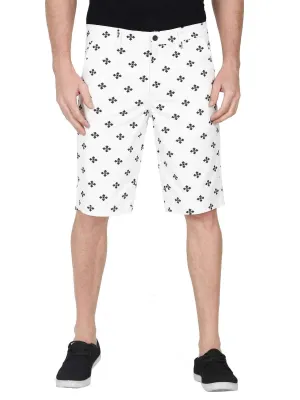 Zach Men White Printed Casual Shorts