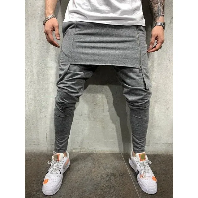 Zipper Double Layer Men Hip Hop Jogger Pants