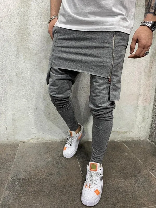 Zipper Double Layer Men Hip Hop Jogger Pants