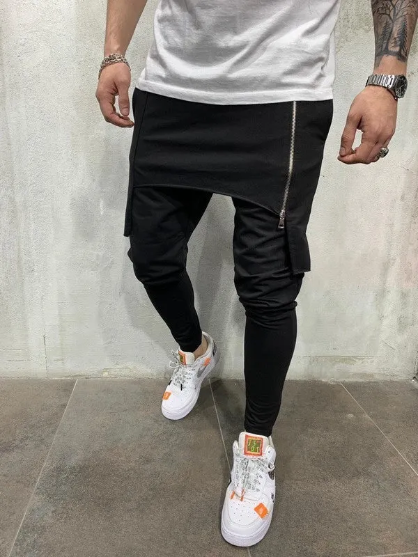 Zipper Double Layer Men Hip Hop Jogger Pants